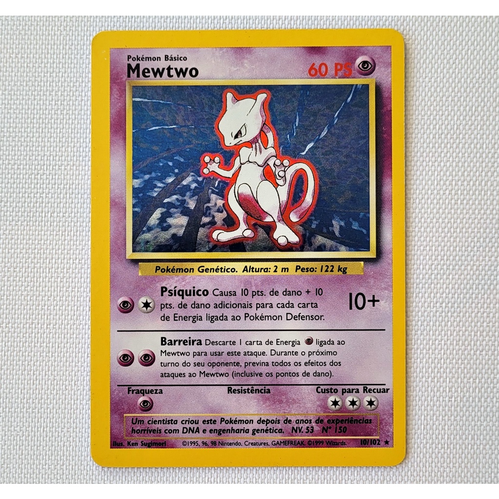 Carta Antiga Pokemon Mewtwo Holo Rare Base Set Miscut Original