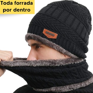 Kit Touca Gorro Flanelada Unissex Quente Para Frio E Inverno Feminino