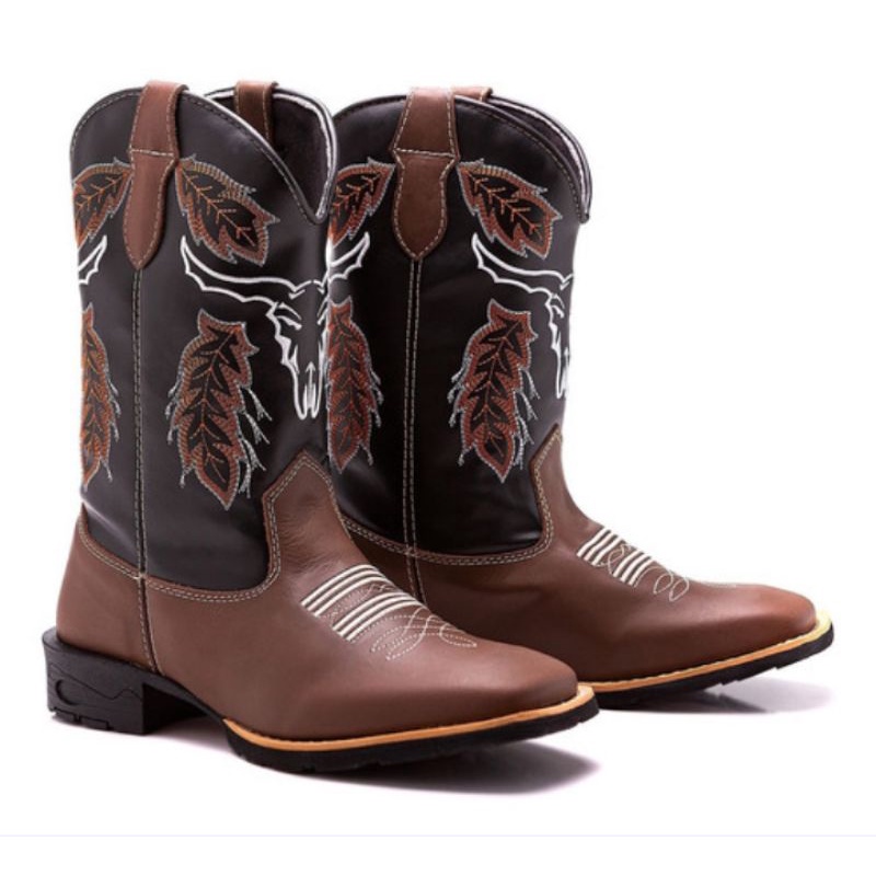 Botas Country Texanas Couro Cano Longo Rodeio Shopee Brasil