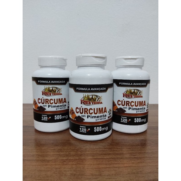 kit 3 Cúrcuma Pimenta Preta 500mg 120 Cápsulas Rei Terra Shopee