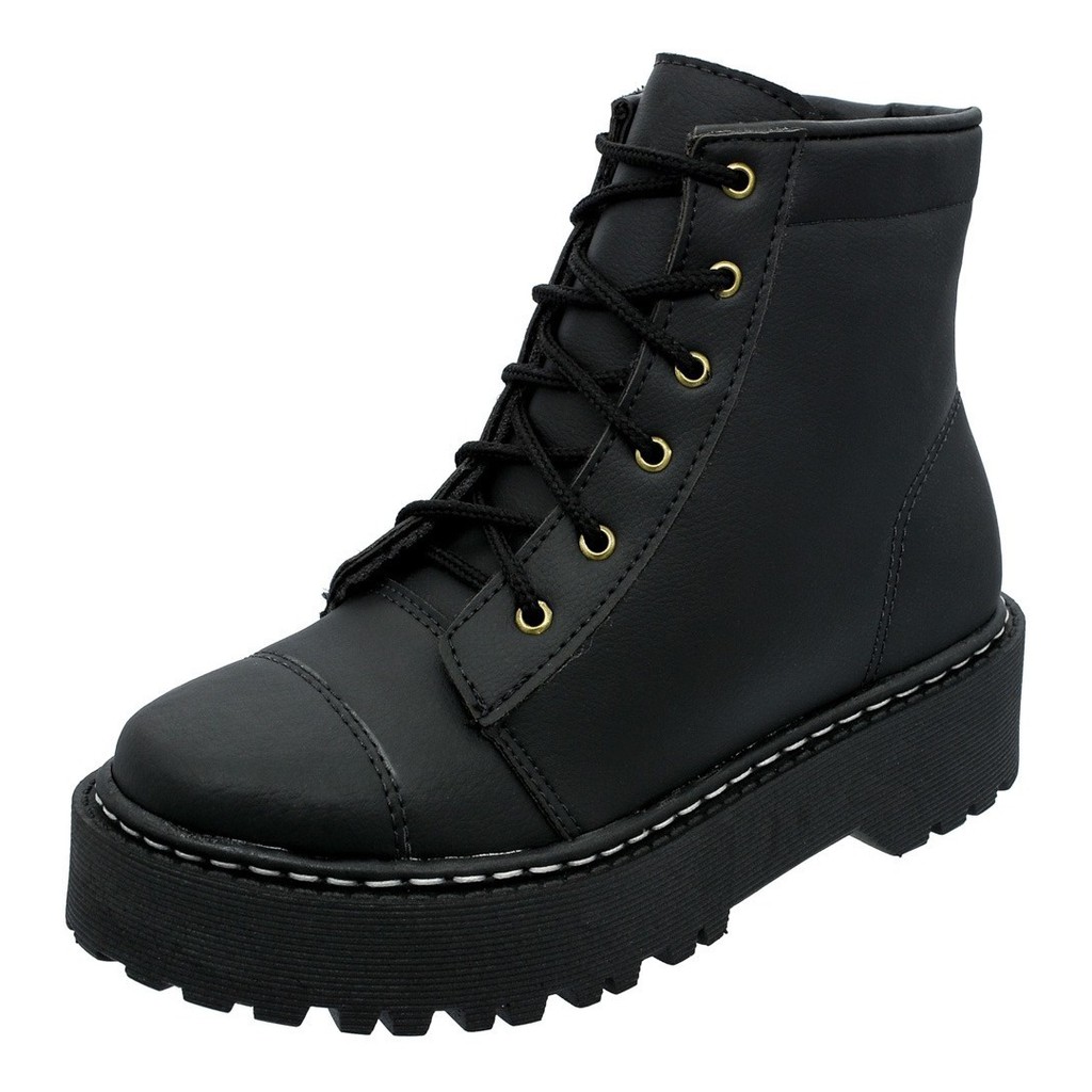 Bota Blogueira Coturno Feminino Plataforma Tratorado Macio BeeCost