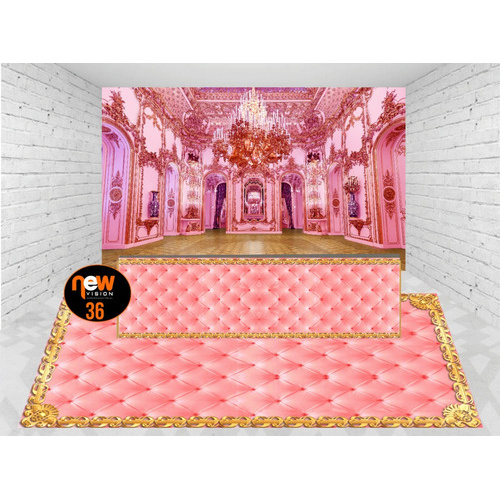 Tapete Frente De Mesa Painel Castelo Realeza Rosa 3x2 Shopee Brasil