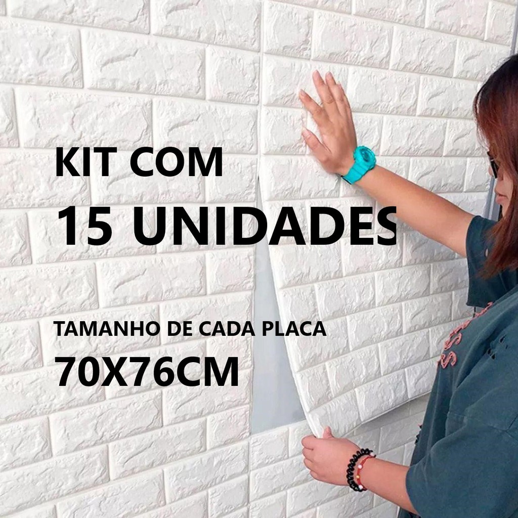 Kit Unidades Placa Pastilha Painel X Cm D Tijolo Branco Auto