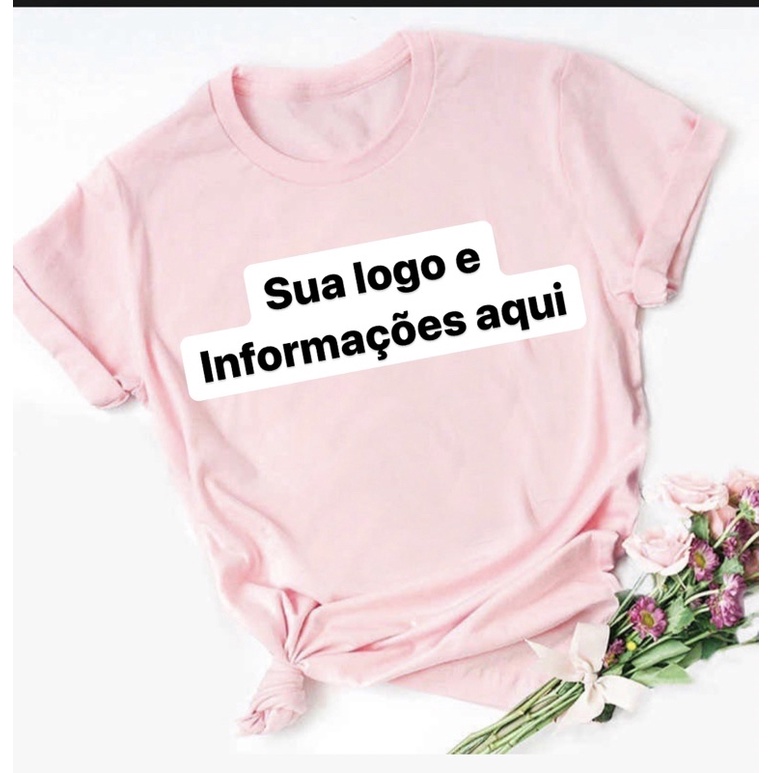 Camiseta Feminina Personalizada Logomarca Baby Look Shopee Brasil