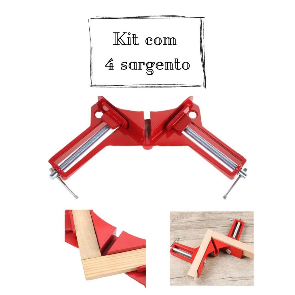 Kit 4 Sargento Angular 90 Graus Grampo Cantoneira Marcenaria Shopee