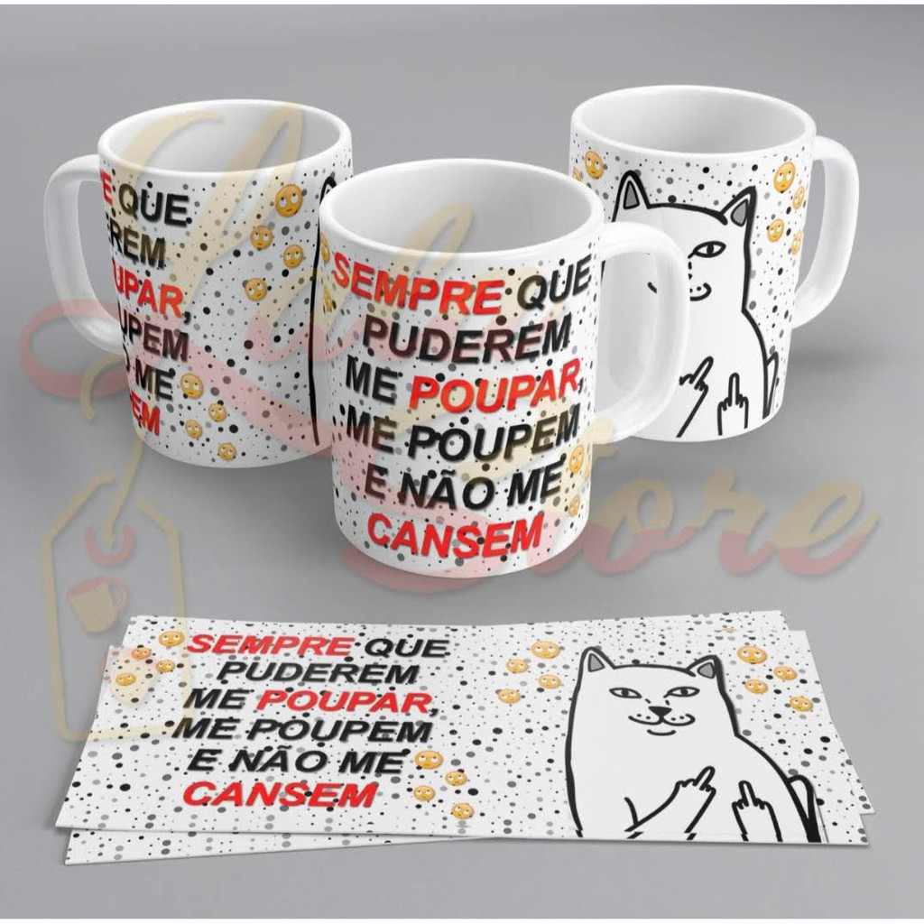 Caneca Gato Sincero Porcelana Personalizada Shopee Brasil