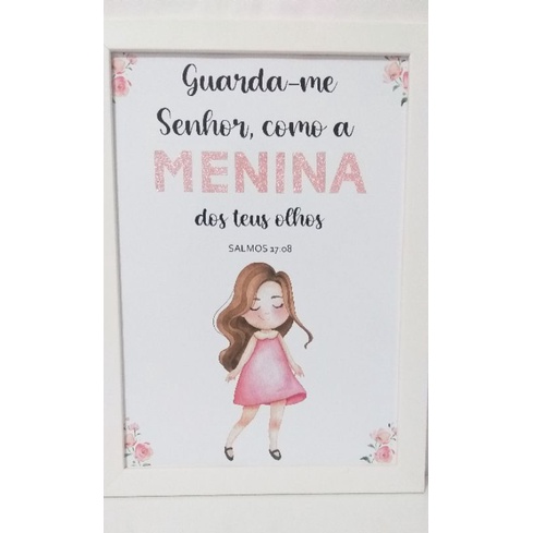 Quadro Decorativo Infantil Guarda Me Senhor Como A Menina Dos Teus