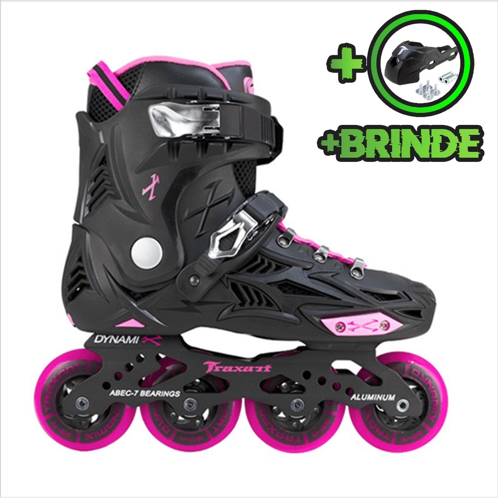 Patins Traxart Freestyle Dynamix Rose Freio Brinde Shopee Brasil