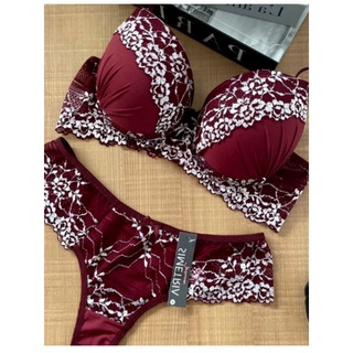 Conjunto Lingerie Rendado Bicolor Calcinha Fio Shopee Brasil