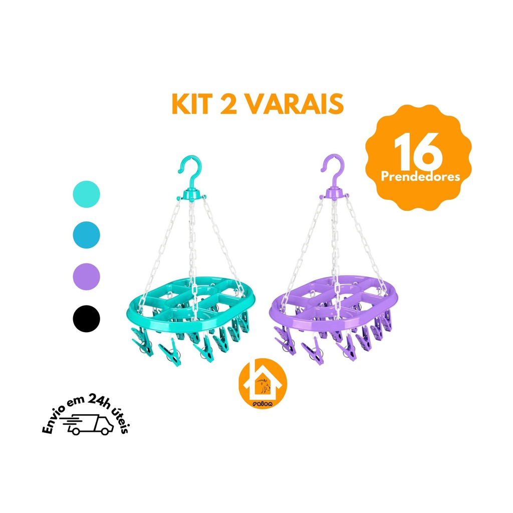 KIT 2 Varal calcinha e cueca oval 16 prendedores roupas íntimas OFERTA