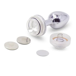 Plug Anal Led 13 Cores Joia Aço Inox Metal Pedra Rabo Pisca Pisca Lindo