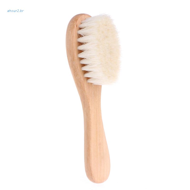 Aho Wooden Handle Brush Baby Hairbrush Newborn Hair Brush Infant Comb Head Massager