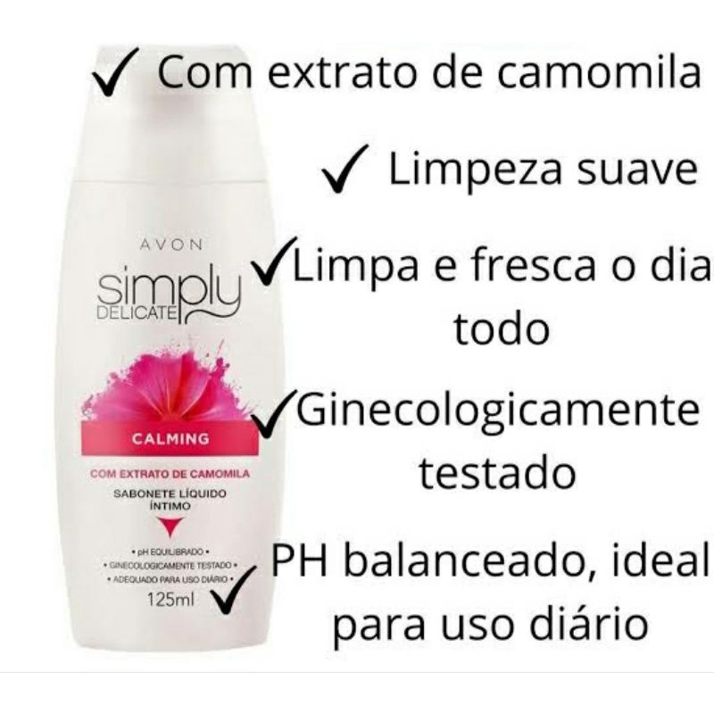 Sabonete líquido íntimo Simply Delicate Calming 125ml Avon Shopee Brasil