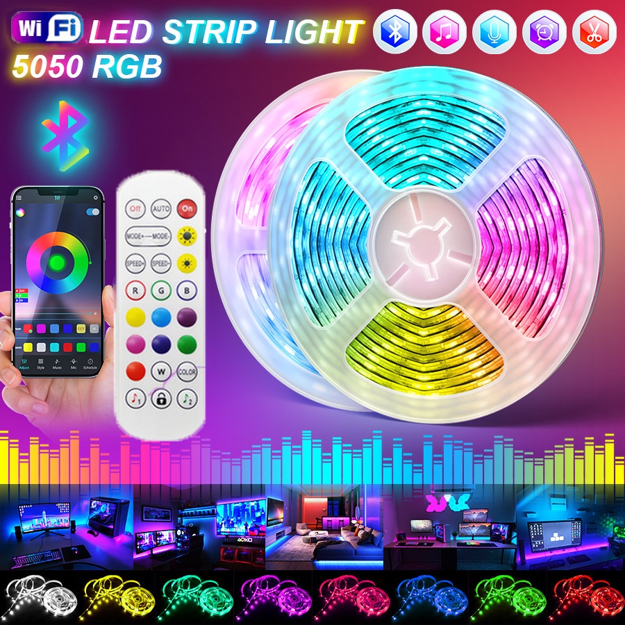 Wi Fi LED Strip Luzes 20M RGB 5050 SMD 5 M Conduziu A Luz Da Lâmpada