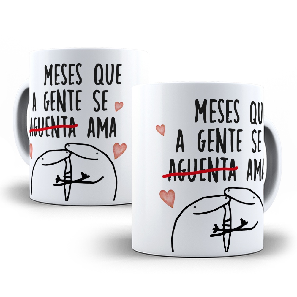 Caneca Flork X Meses Que A Gente Se Ama Aguenta Personalizada Data