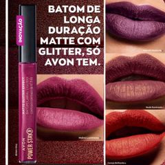 Lan Amento Power Stay Batom L Quido Matte Glitter Effect Avon Shopee Brasil