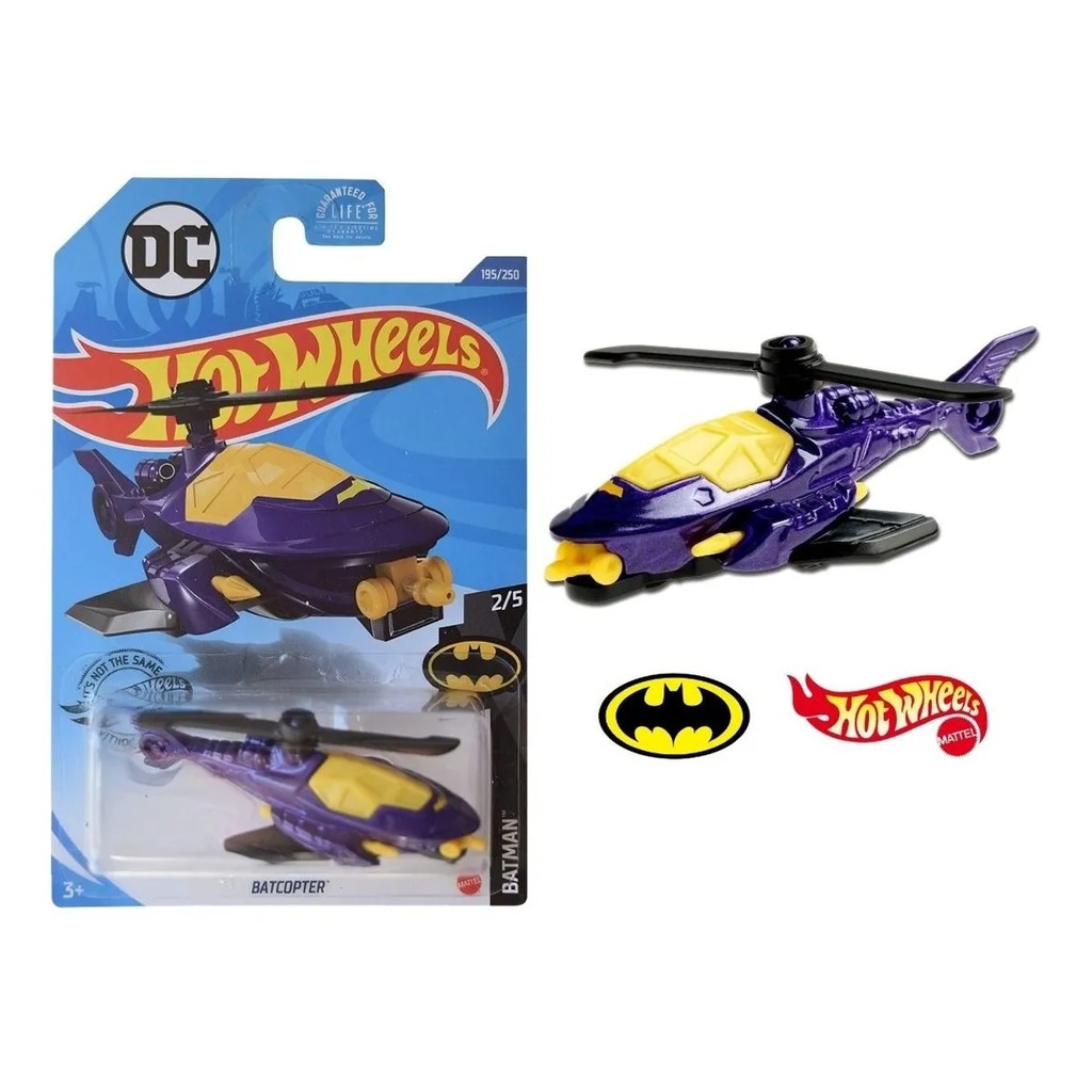 Hot Wheels BatCopter FKVSY Batman Mattel Roxo Shopee Brasil