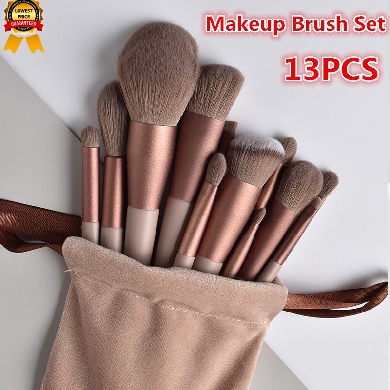 13 Pcs Set Pincéis De Maquiagem Profissional Corretivo Base Macia E