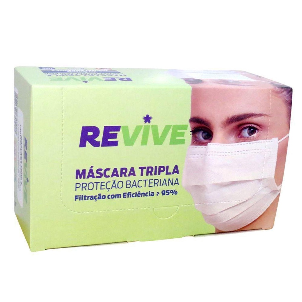 Kit M Scaras Descart Vel Tripla Camada Clip Nasal Revive