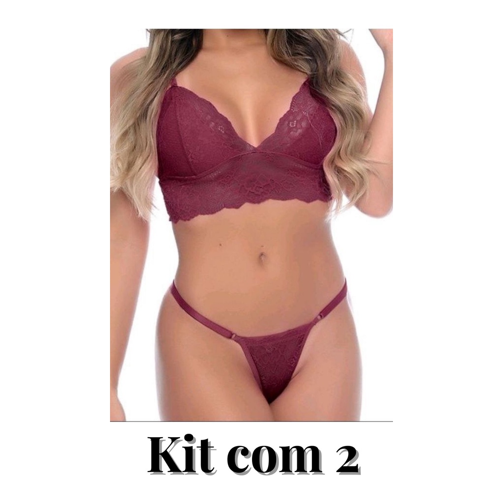 Kit Conjunto De Lingerie De Renda Sexy Calcinha De Regulagem Fio