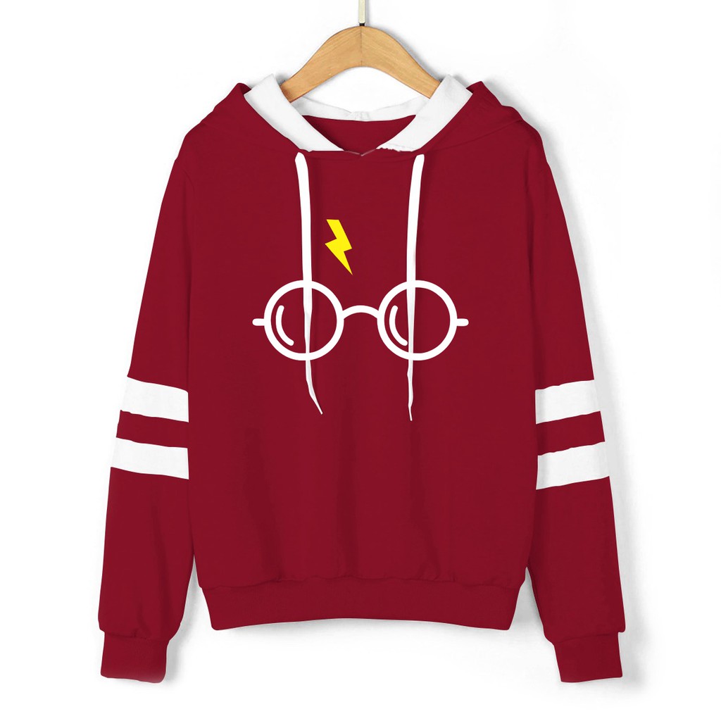 Blusa Moletom Feminino Listras Capuz Harry Potter Hogwarts Bruxo