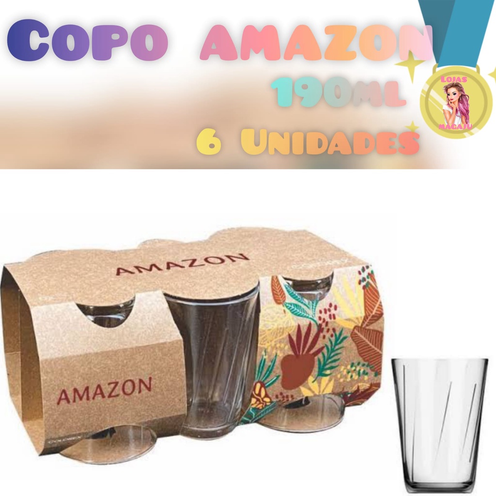 Jogo De Copos Vidro Nadir Figueiredo 6 UNIDADES COPO AMAZON 190ML