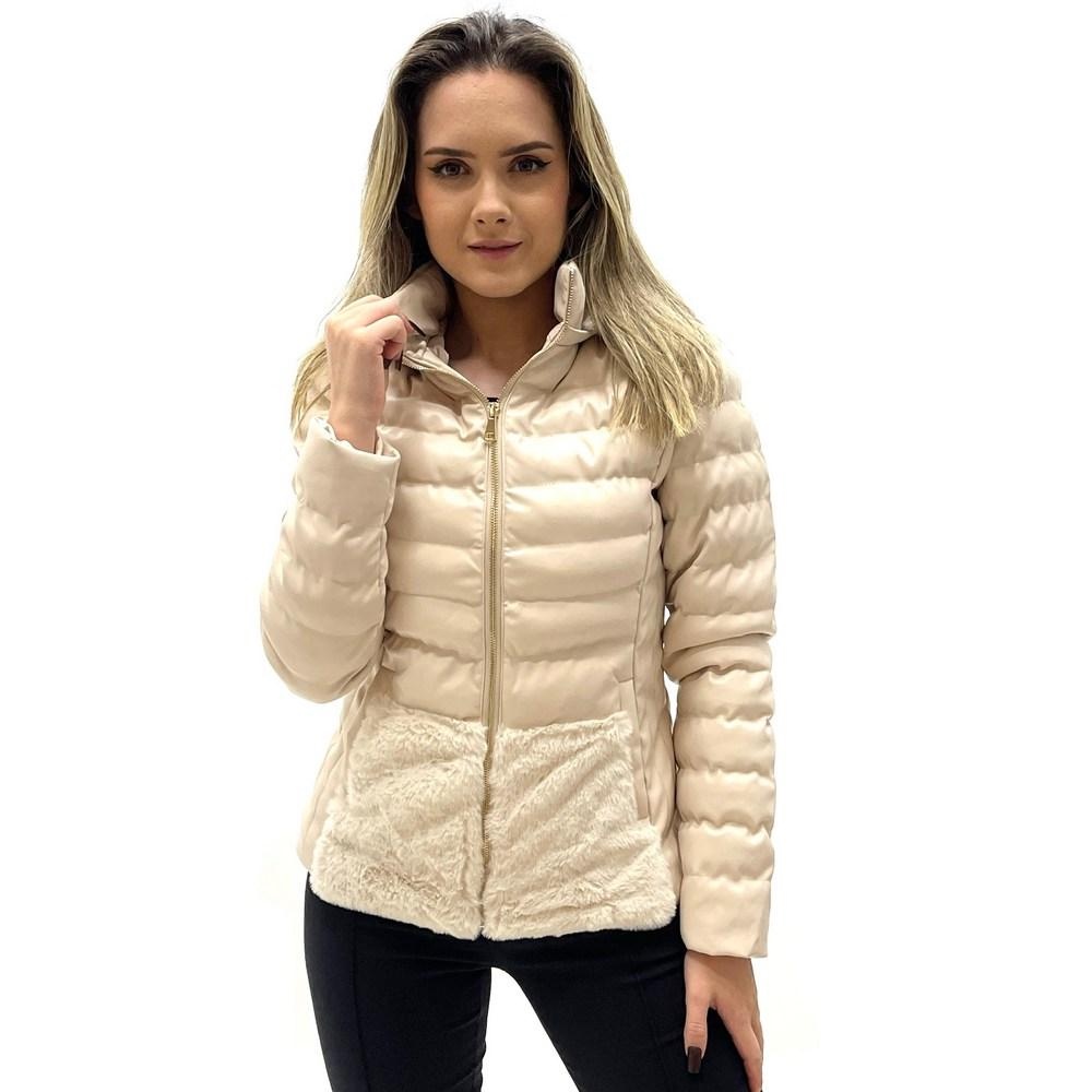 Jaqueta Alpelo Puffer Em Pu Capuz Feminina Shopee Brasil