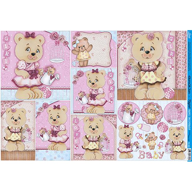 Papel Decoupage Grande X Cm Ursinha Girl Pd Litoarte Shopee