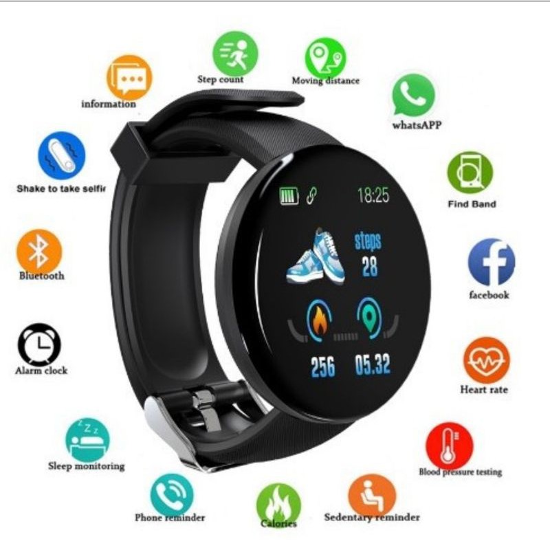 Smartwatch Redondo d18 Relógios Redondo y68 Esportivo prova água Pulseira Inteligente coloca foto IOS Android