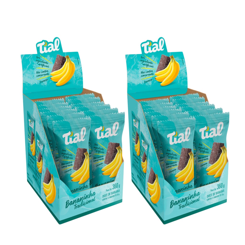 Kit 2 Caixas Barra De Frutas Bananinha Tial Tradicional 12X 30G