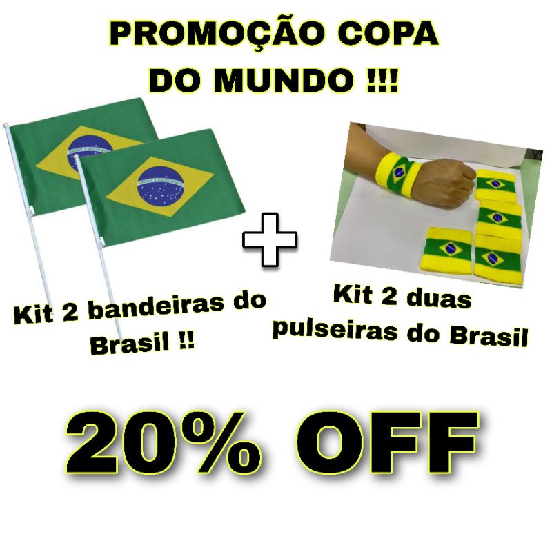 Kit Bandeiras Do Brasil Haste Pulseiras Brasil Verde E