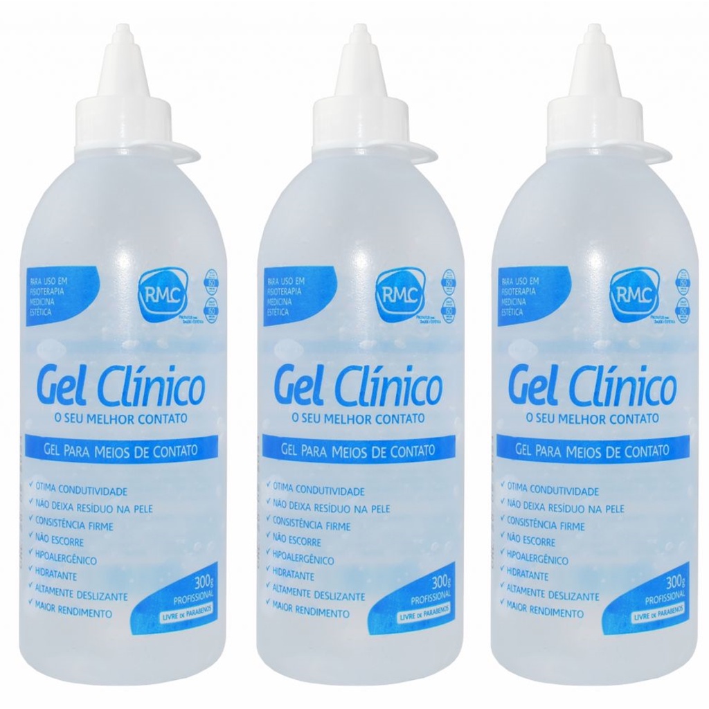 3 Gel Clinico Incolor Condutor Contato Ultrassom 300ml Rmc Shopee Brasil