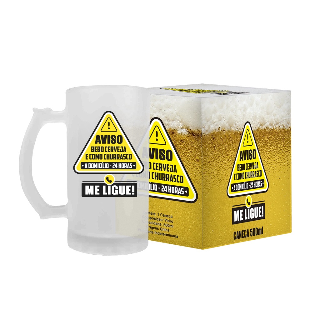 Caneca De Vidro Cerveja Chopp Ml Tema Frase Aviso Bebo Cerveja E