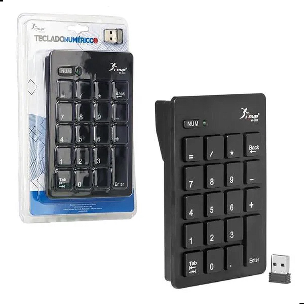 Teclado Numérico Usb Sem Fio weireless 20 Teclas Até 10 Metros Shopee