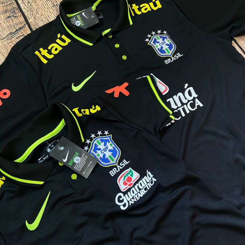 Camisa Camiseta Do Brasil Seleção Brasileira Gola Polo Patrocínio