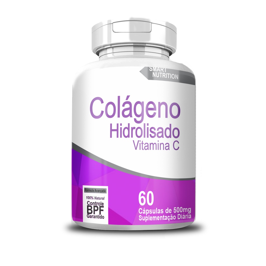 Colágeno Hidrolisado Vitamina C 60 Cápsulas 500 Mg Shopee Brasil