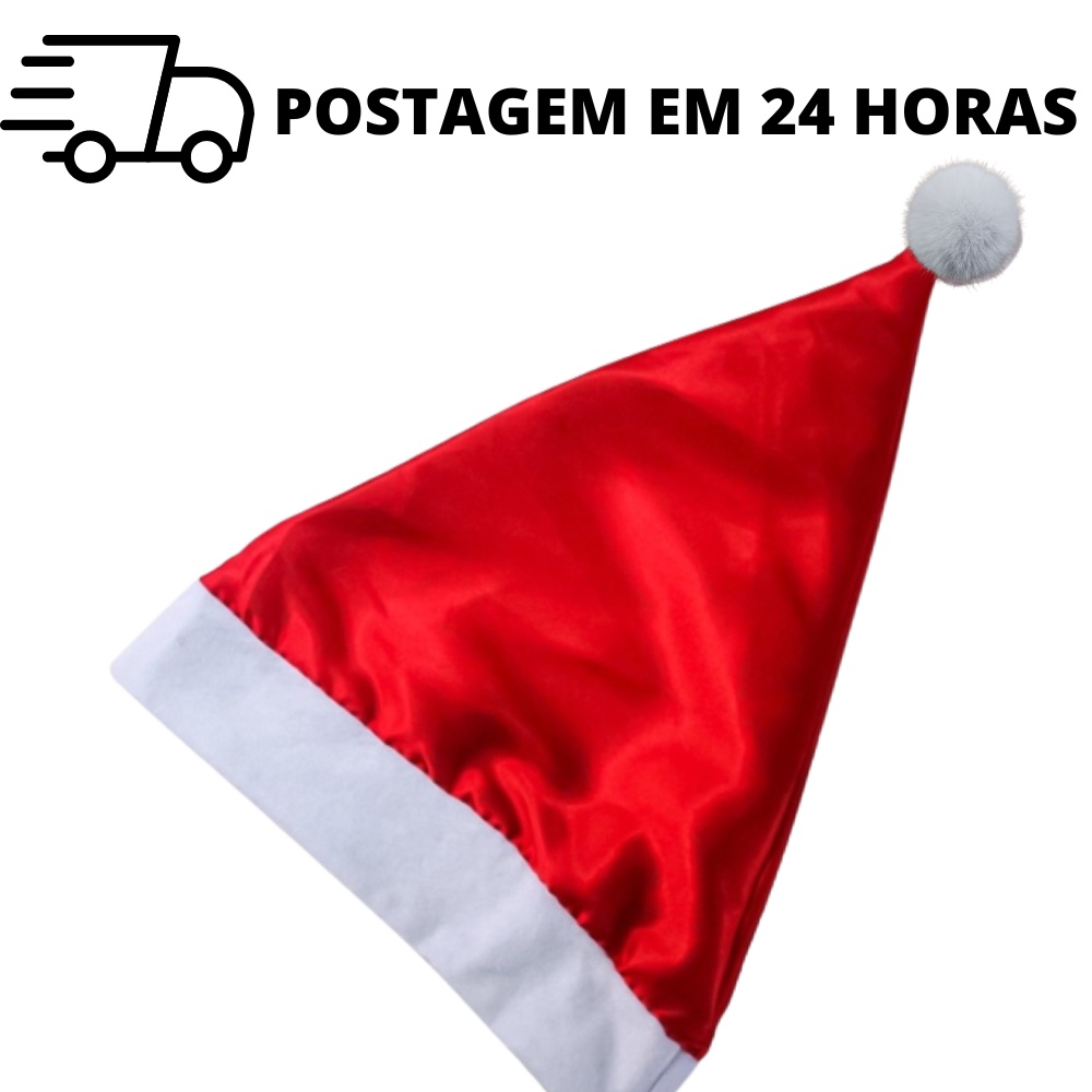 Gorro Touca De Papai Noel Linha Luxo Cetim Shopee Brasil