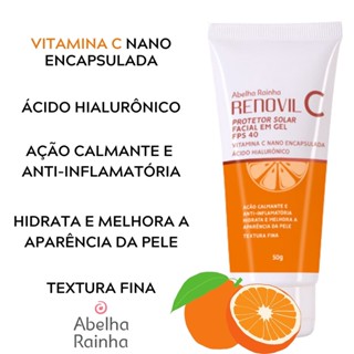 Protetor Solar Facial Fps Vitamina C E Acido Hialuronico Renovil G