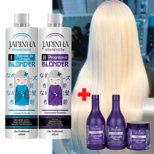 Kit Progressiva Japinha Blond Maycrene Matizador Para Loiros Cabelos