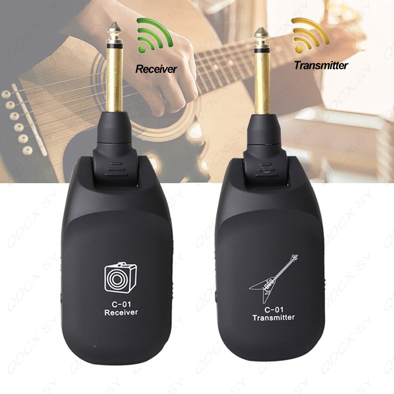 Sistema De Guitarra Sem Fio UHF Transmissor Recarregável Adaptador