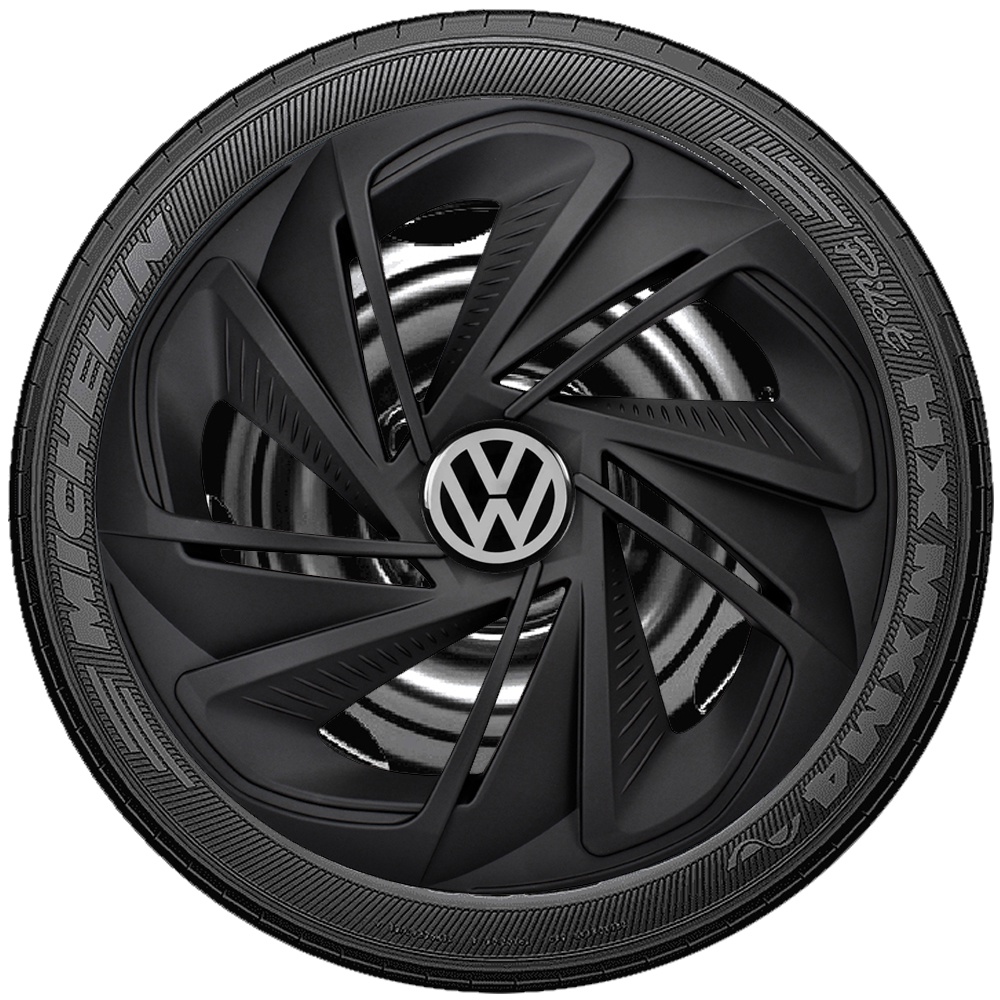 Promoção 4 Calotas Esportivas aro 14 Preto Fosco VW Volkswagen Gol G2