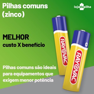 8 Pilhas AA Pequena 2A Amarelinhas Zinco Rayovac 1 Cartela 8