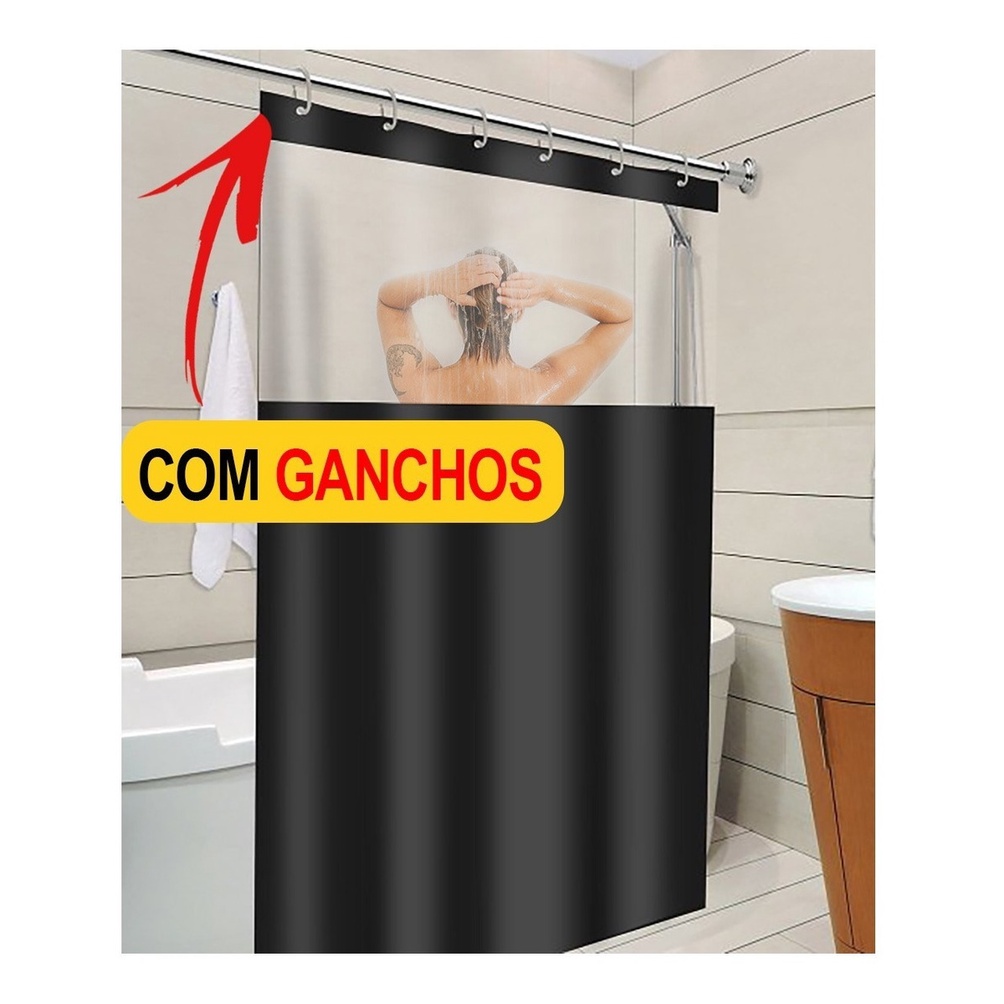 Cortina Para Banheiro Box Visor Em Pvc Transparente Antimofo Varias