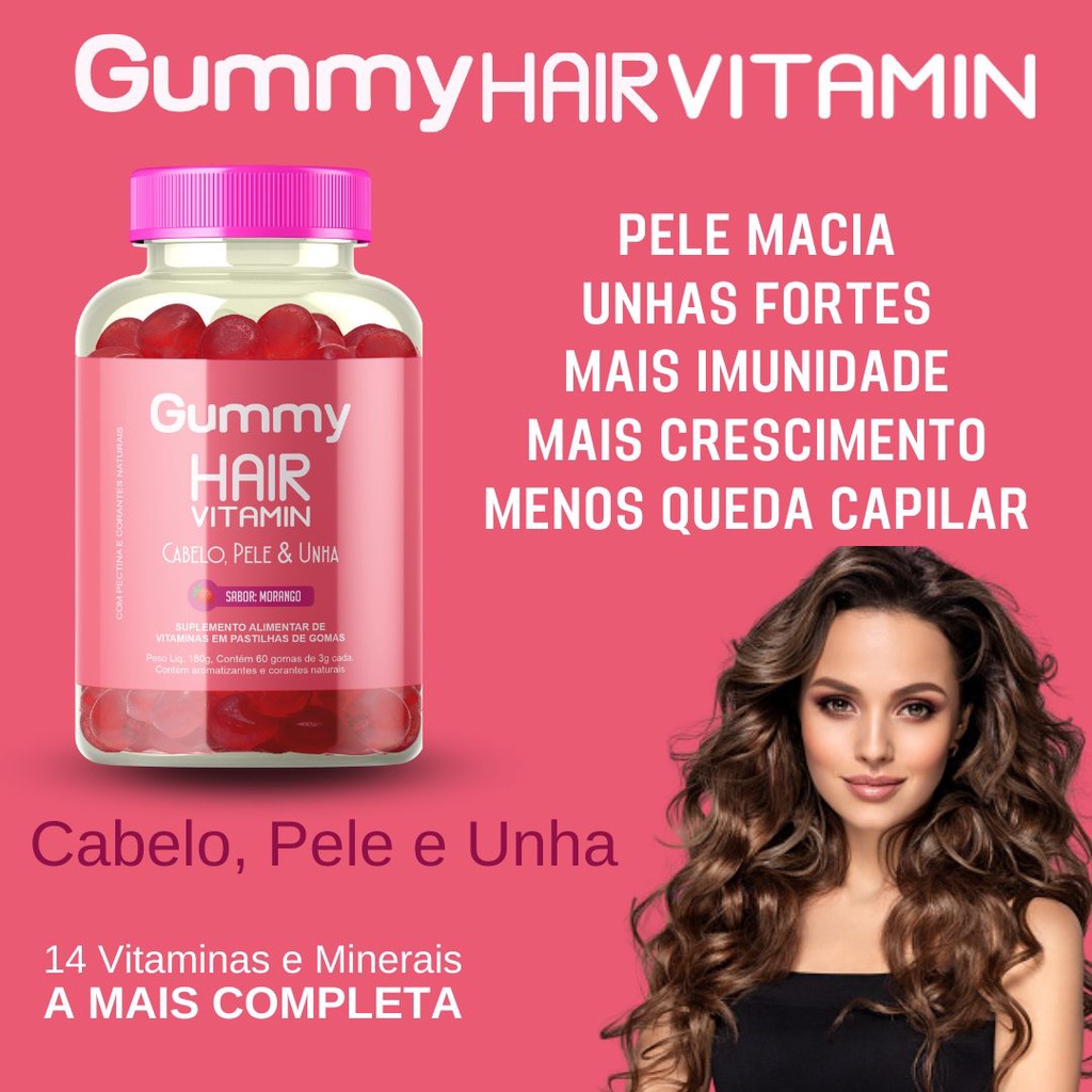 Gummy Vitaminas Minerais Nova Embalagem Concentrado Cabelo Pele