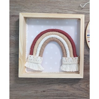 Quadro X Moldura Pinus Arco Iris Macrame Fundo Poa Nude Boho Quarto