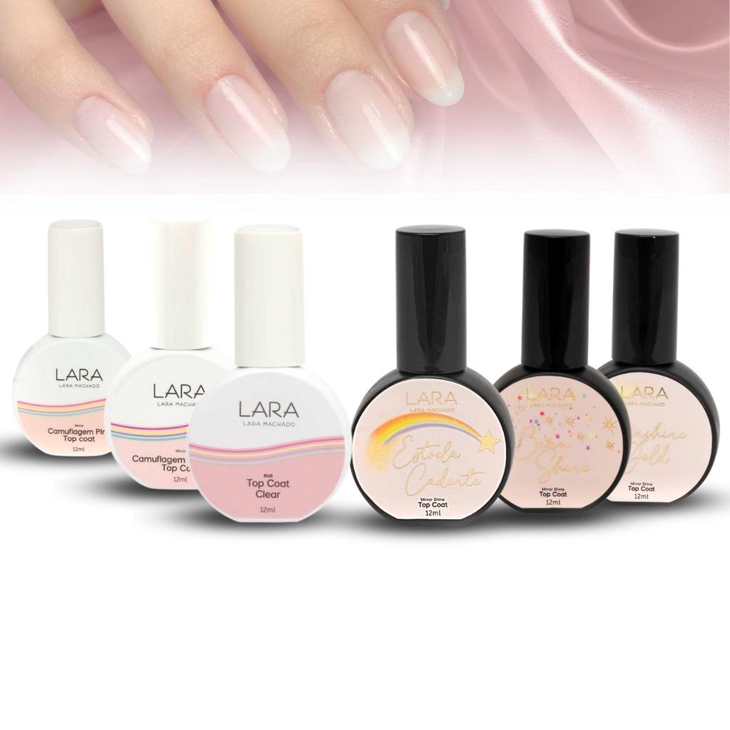 Top Coat Lara Machado 12ml LINHA COMPLETA Selante Nude Pink Pink