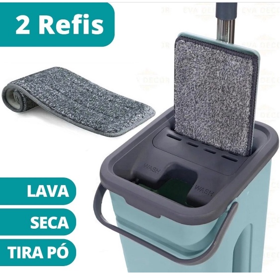 Flat Mop Refis Esfreg O Balde Rodo M Gico Lava Seca Tira P