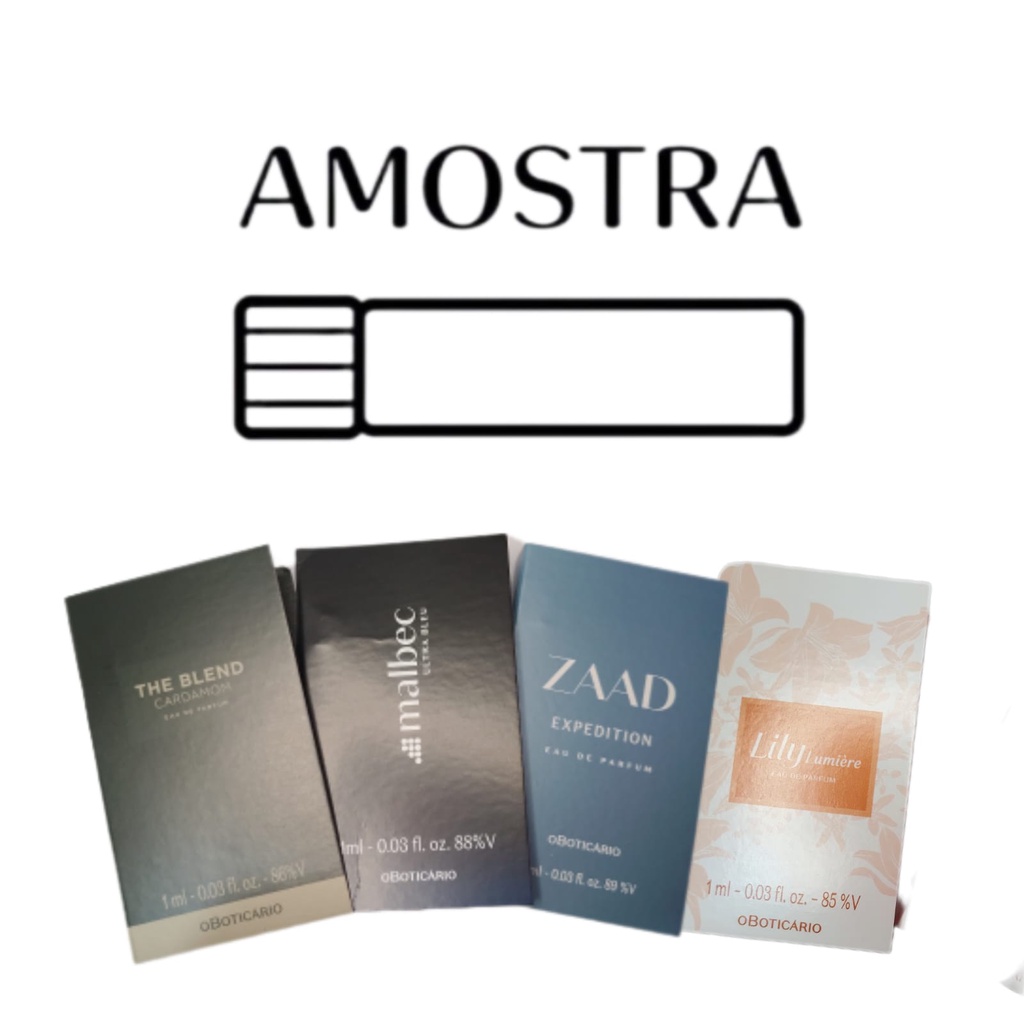 Amostras de perfumes Boticário Zaad The Blend Malbec e Lily Shopee