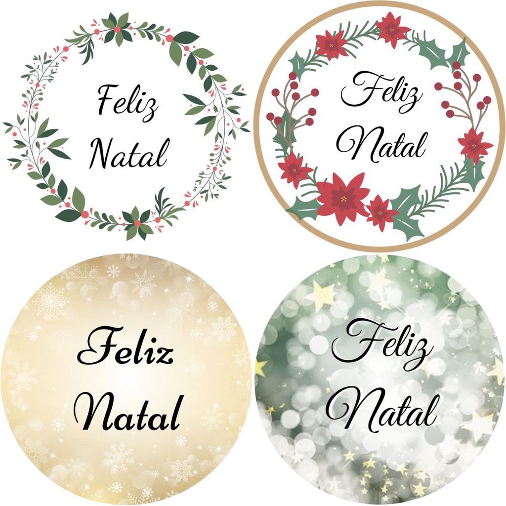 Adesivos de Natal 5 cm Circular Vários modelos Shopee Brasil