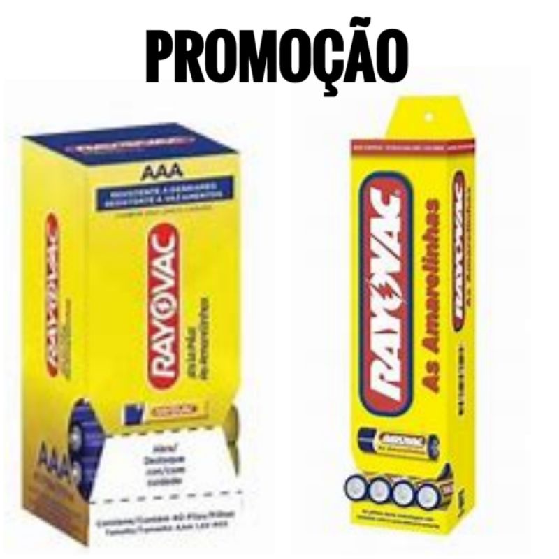 Pilha AA Pequena 2A AAA Palito 3A Amarelinha Zinco Rayovac 1 Tubo